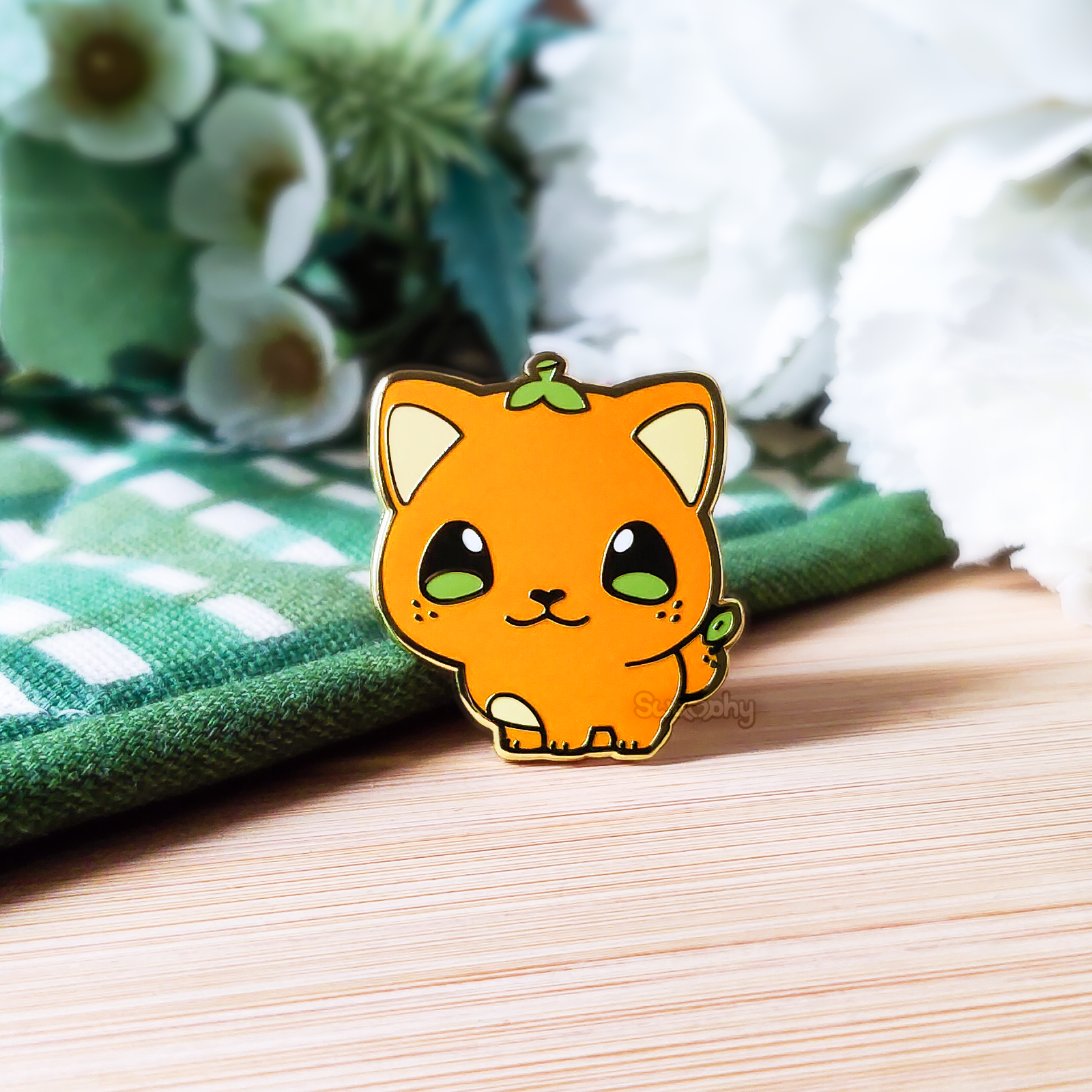 Tangy the Tangerine Cat Enamel Pin - Image 2