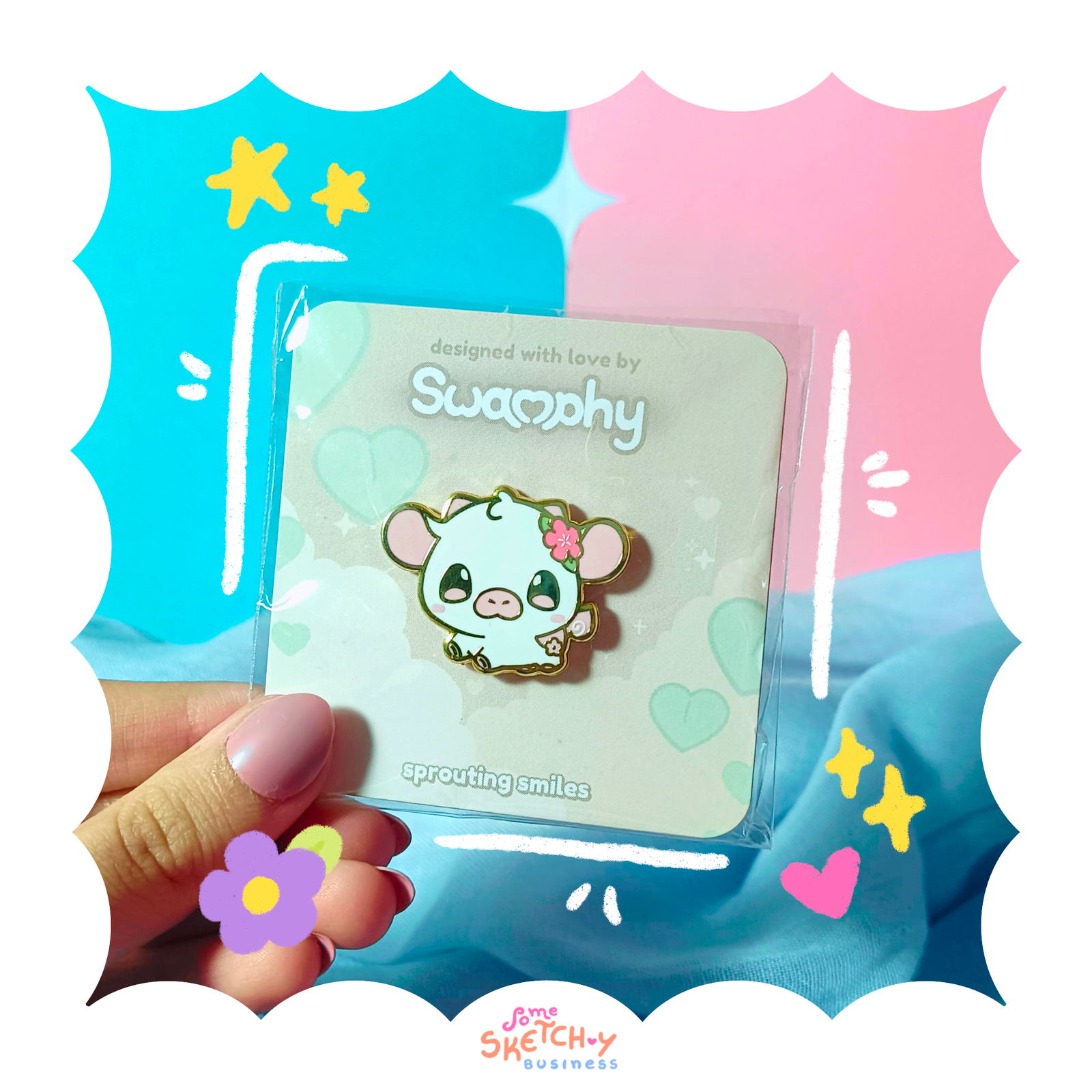 Cherry the Cherry Blossom Cow Enamel Pin