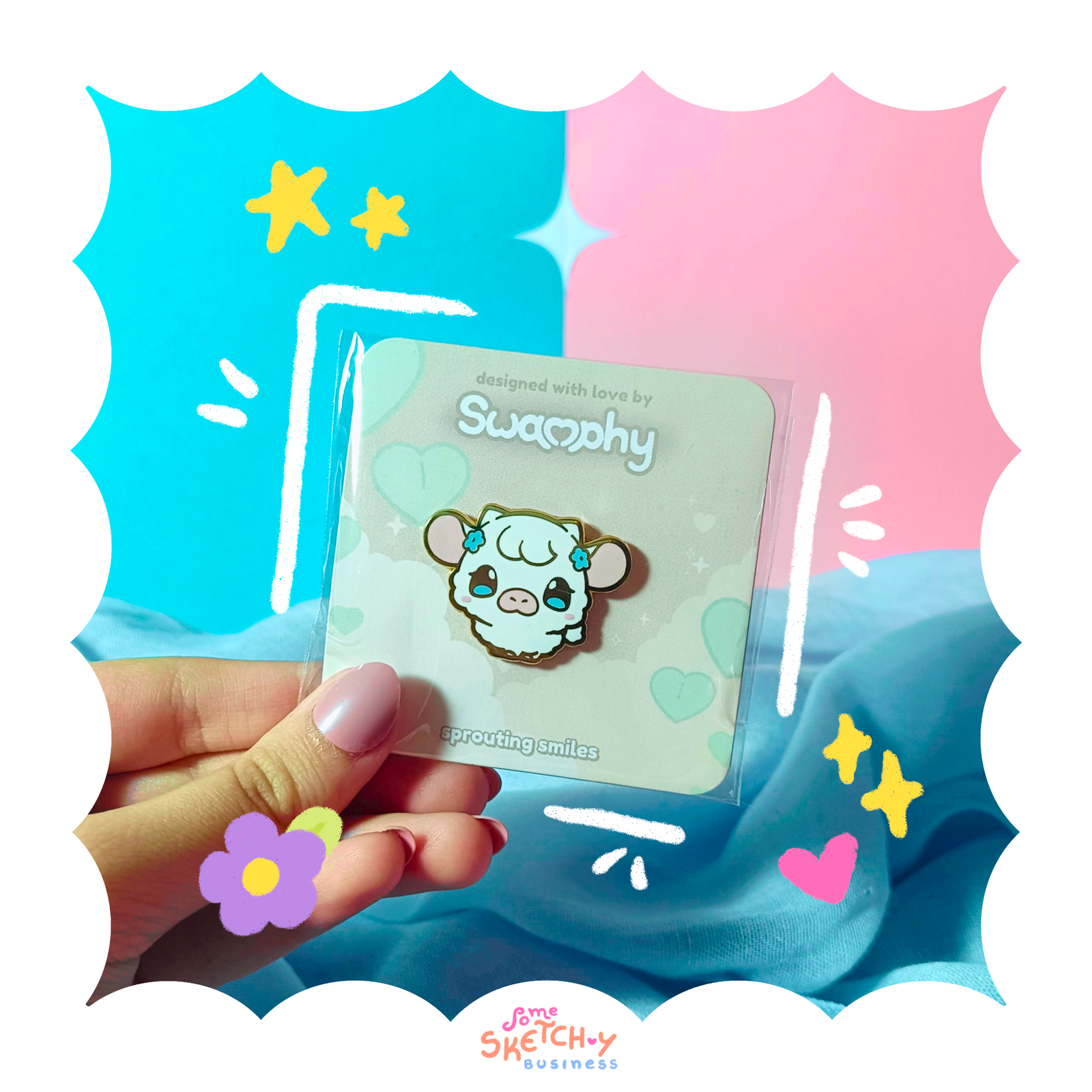 Cotton the White Highland Cow Enamel Pin